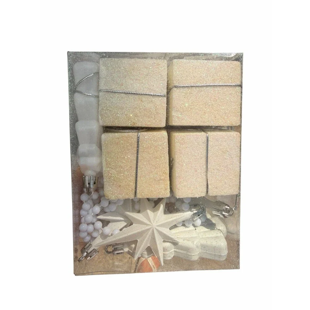 New Northlight set of 24 white glitter ornaments